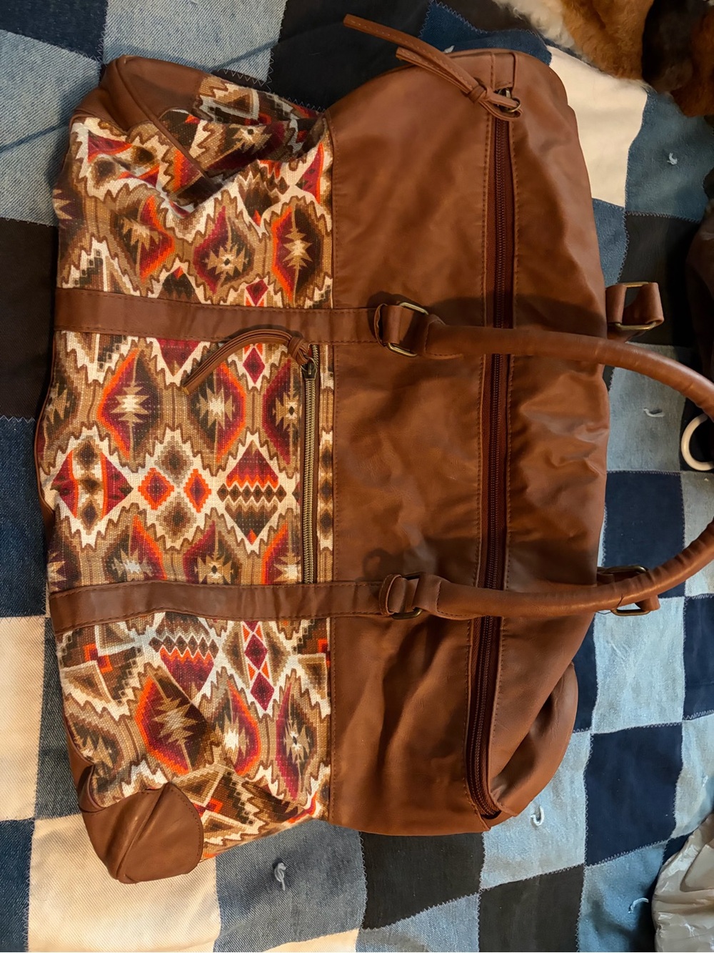 Aztec-Pattern Travel Weekender Bag